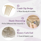 BARSDAR Drawstring Comb Clip Ponytail Extension - 10 Inch Short Wavy Clip in Ponytails Hairpieces for Women - Synthetic Gray Ponytail Extension Fake Pony Tails - Blonde Mix Gray