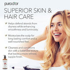 PURA D'OR 16.9 oz Organic Castor Oil (GLASS BOTTLE) Pure Cold-Pressed Hexane-Free USDA Certified – Lashes Brows Hair Scalp Skin – Botanical Moisturizer for Softness Strength Hydration Shine Radiance