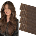COOKAYU Invisible Tape in Human Hair Extensions, 18Inch 20pcs 40g Medium Brown Injected Tape in Hair Seamless Invisi Edge Extensions