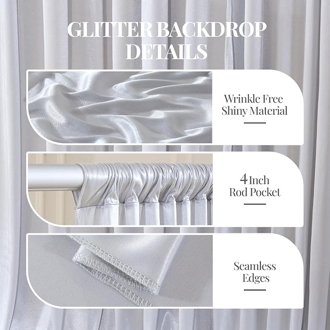 30x10ft Silver Glitter Backdrop Curtain - Image 5