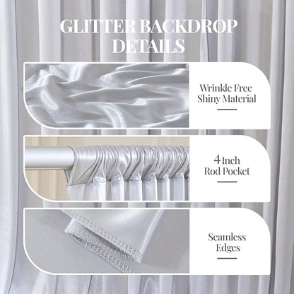 30x10ft Silver Glitter Backdrop Curtain - Image 5