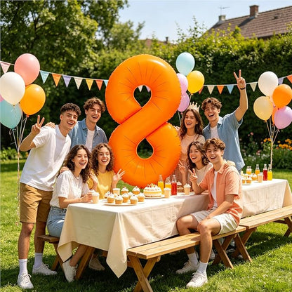 Fluorescent Orange Number Balloon 40 inch Giant Foil Helium Balloons Orange - Image 4