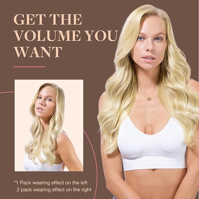 GOO GOO Clip in Hair Extensions Real Human Hair, Remy Human Hair Extensions Clip ins for Women, Natural Human Hair, 22inch 120g 7Pcs, #R7/60F