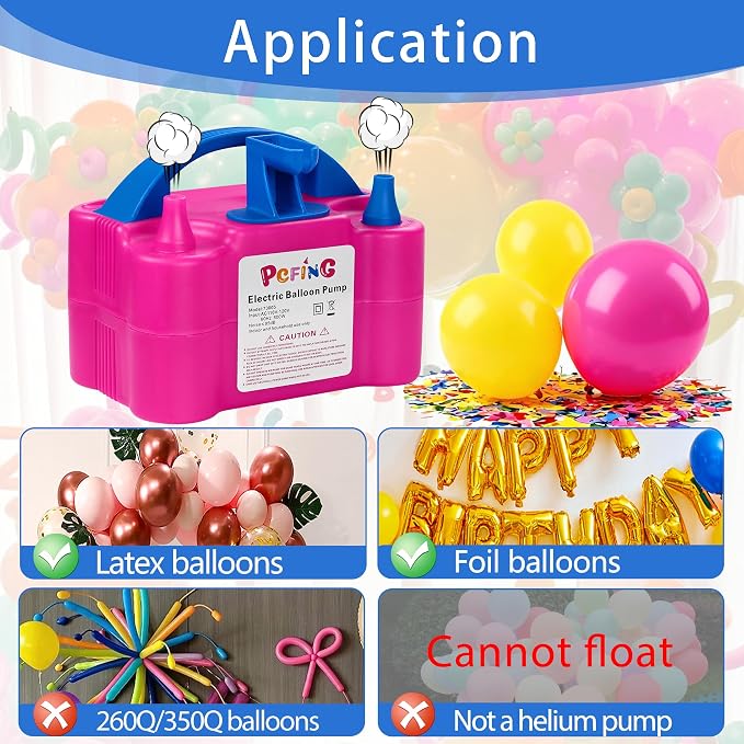 PCFING Balloon Pump Electric, Portable Balloons Inflator Blower Machine - Image 3