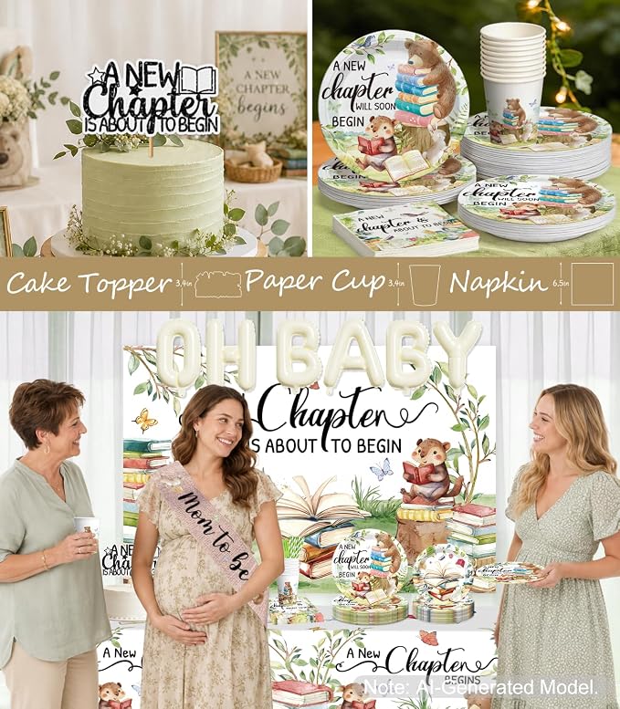 297PCS Cocomigo Green A New Chapter Begins Baby Shower Kit, 25 Guests | - Image 5