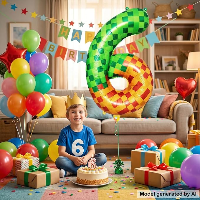 40 Inch Pixelated Number 6 Foil Balloon - Image 5