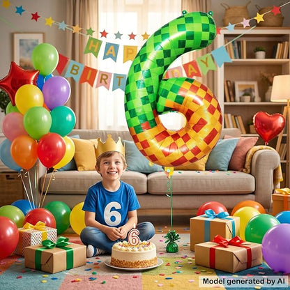 40 Inch Pixelated Number 6 Foil Balloon - Image 5