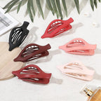 Flat Hair Clips for Women - 6 PCS French Flat Claw Clips Medium Hair Clips for Girls Large Hair Claw Clips for Thick or Thin Hair Strong Hold No Slip Hair Accessories for women (Red)