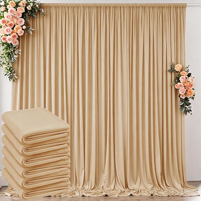 30 ft x 10 ft Wrinkle Free Champagne Backdrop Curtain by Outpain