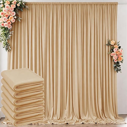 30 ft x 10 ft Wrinkle Free Champagne Backdrop Curtain by Outpain