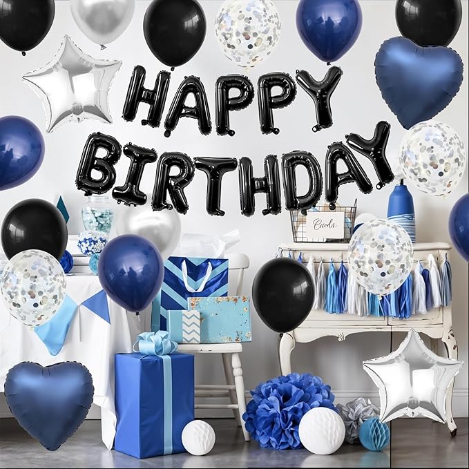 Navy Blue and Black Birthday Decorations - Image 5