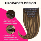 Lashey Seamless Clip in Hair Extensions Human Hair, 16 Inch 110g 7pcs Straight Balayage Chocolate Brown to Honey Blonde with Brown Root Highlight Clip in Hair Extensions for Women