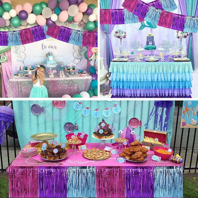 BEISHIDA Blue Purple Pink Fringe Garland Banner Wall Tinsel Foil Streamers | - Image 6