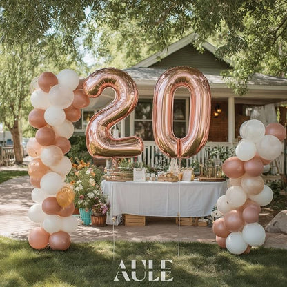 AULE 40 Inch Rose Gold 20 Balloon Number Foil 0-9 Birthday Big Numbers | - Image 5