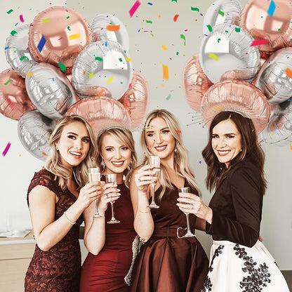 20PCS Silver Rose Gold Round Foil Balloon, 18 Inch Round Foil Balloons - Image 4