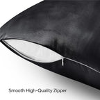 BEDELITE Satin Pillowcase with Zipper, Black King Size Pillow Cases Set of 2, Super Soft and Cooling Similar to Silk Pillow Cases, Gift for Women Men(20x36 Inches)