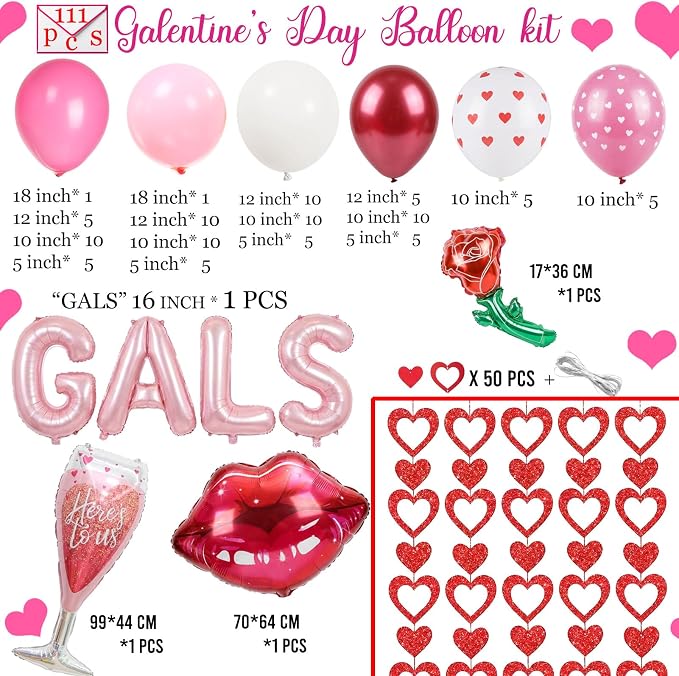 Galentines Day Party Decorations hot pink and pink Balloon Arch Garland Kit - Image 7