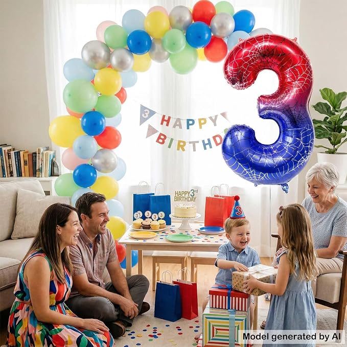 40 Inch Spider Number 3 Foil Balloons - Image 2
