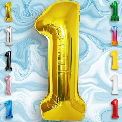 Gold Number Balloon 1 Mylar Foil Balloons 32 inch - Image 3