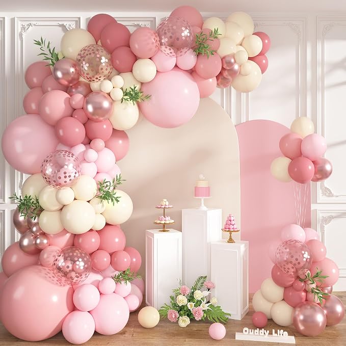 152Pcs Dusty Pink Balloons Arch Garland Kit Different Size | Light Pastel Pink by OUDDYLIFE