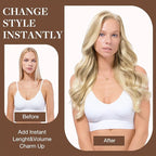 GOO GOO Clip in Hair Extensions Real Human Hair, Remy Human Hair Extensions Clip ins for Women, Natural Human Hair, 18inch 120g 7Pcs, 16/22 Light Blonde Highlighted Golden Blonde