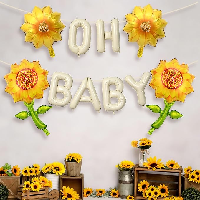 5Pcs Oh Baby Balloon Sunflower Balloons - Image 6