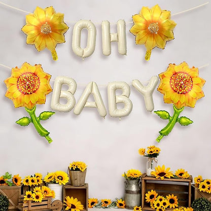 5Pcs Oh Baby Balloon Sunflower Balloons - Image 6