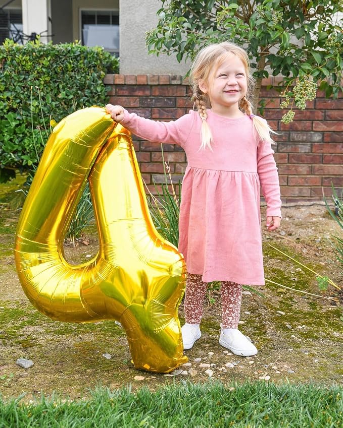 Gold Number 4 Balloon 40 Inch - Image 3