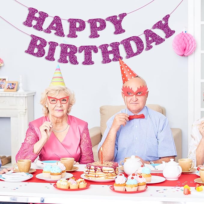 Purple Happy Birthday Banner Birthday Party Decorations Happy Birthday Banner - Image 9