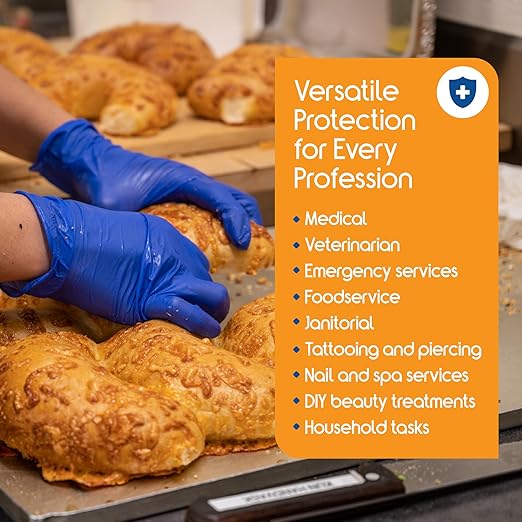 Inspire Black Nitrile Disposable Gloves | 4.5 Nitrile Safety Medical Exam Cooking Cleaning Disposable Black Gloves (Blue - Box of 100, XXL)