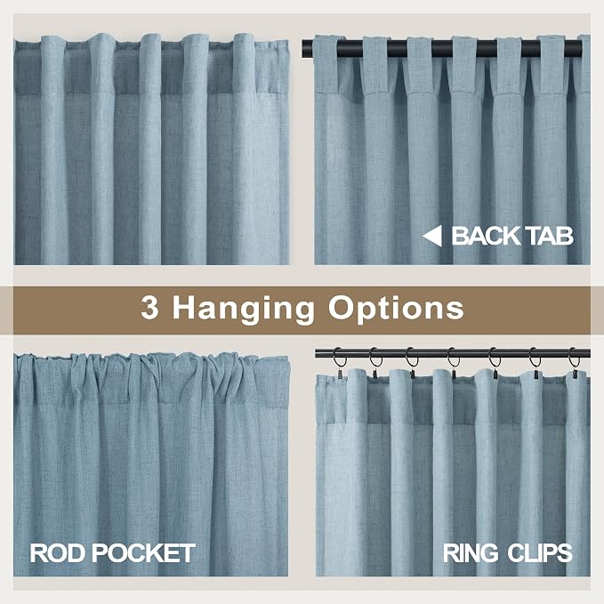 Blue Linen Curtains 84 Inch Length - Image 4