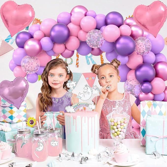 Pink Purple Balloon Garland Arch Kit - Image 8