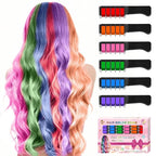 6 Color New Hair Chalk Comb Temporary Bright Washable Hair Color Dye for Kids,Washable Hair Chalk for Girls Age 4 5 6 7 8 9 10 New Year Birthday Cosplay DIY(Blue&Orange&Green&Pink&Brown&Purple)