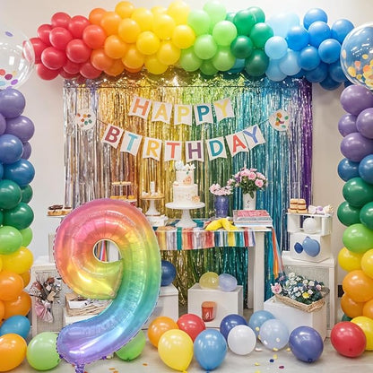 Big Number 9 Balloons, Rainbow Colorful Foil 9 Balloon Numbers 40 Inch - Image 7