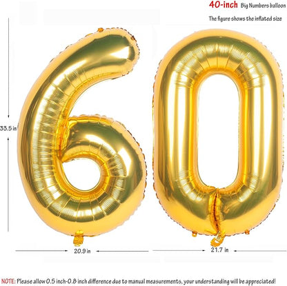 40 Inch gold Number Balloons 60 Helium Foil Mylar Balloon | Birthday Party - Image 2