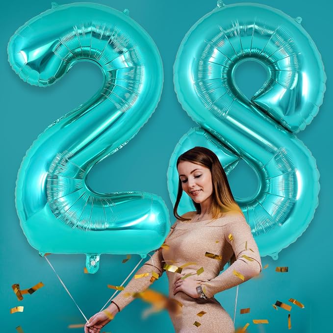 Teal Blue Number 8 Balloon, 40 Inch Big Large Foil Helium Number Balloons - Image 5