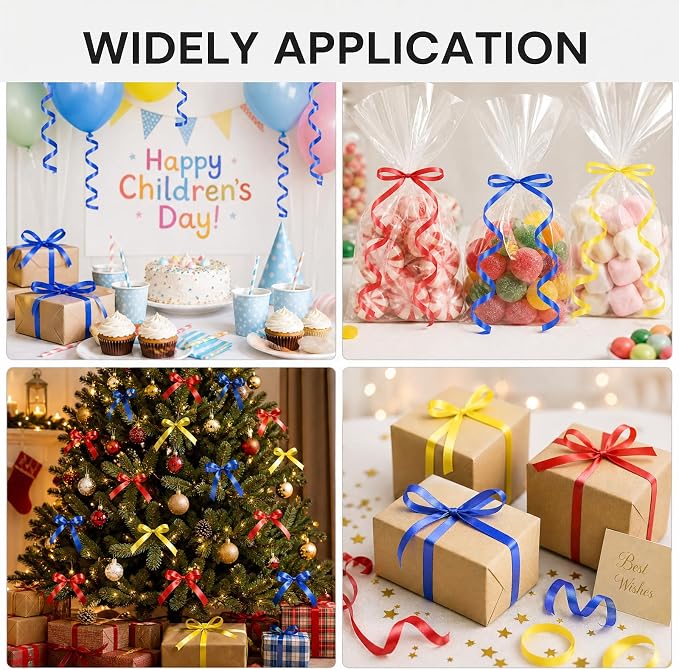 TONIFUL Yellow Red Blue Curling Ribbon Balloon String Gift Wrapping Decor | 300 - Image 5