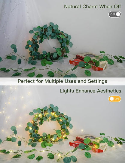 33FT Eucalyptus Garland String Lights Battery Operated Copper Wire | 100Led - Image 6