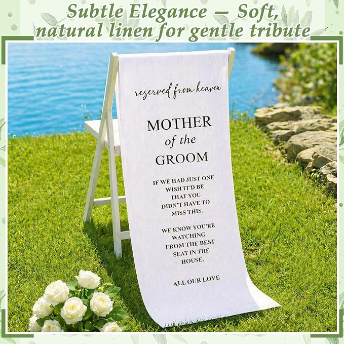 HunnmingRe Groom Mother Wedding Memorial Reserved Chair Sign Banner in Loving - Image 8