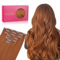WENNALIFE Seamless Clip In Hair Extensions Human Hair, 16 Inch 130g 7pcs Dirty Ginger Real Hair Extensions Clip in Human Hair Invisible PU Skin Weft Natural Remy Human Hair Extensions