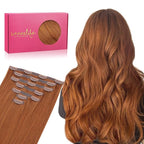 WENNALIFE Seamless Clip In Hair Extensions Human Hair, 22 Inch 150g 7pcs Dirty Ginger Real Hair Extensions Clip in Human Hair Invisible PU Skin Weft Natural Remy Human Hair Extensions