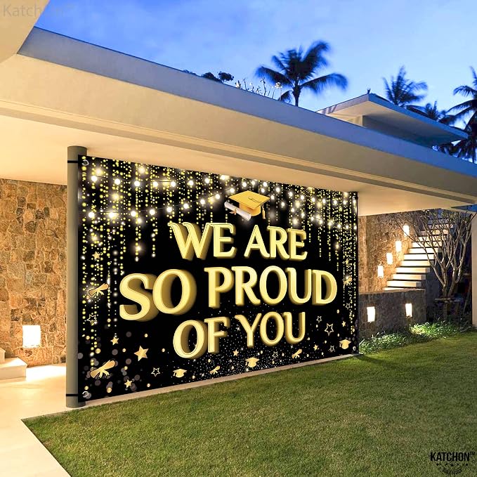 KatchOn We are So Proud of You Banner 72x44 Inch | Black and Gold Graduation - Image 7
