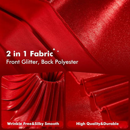 40x10ft Shimmer Red Sequin Backdrop Curtain - Image 2