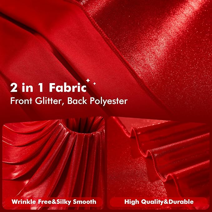30x10ft Shimmer Red Sequin Backdrop Curtain - Image 2