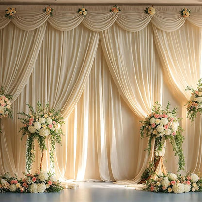 40ft x 10ft Wrinkle Free Champagne Backdrop Curtains - Image 3