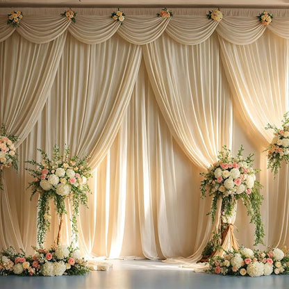 10ft x 8ft Wrinkle Free Champagne Backdrop Curtains - Image 5