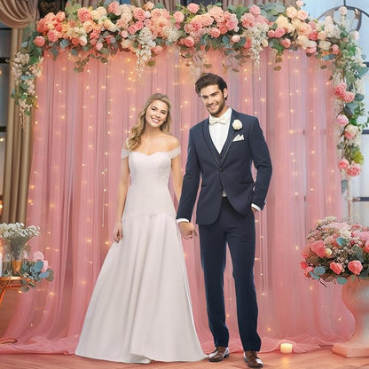 20x10ft Dusty Rose Tulle Backdrop Curtain - Image 3