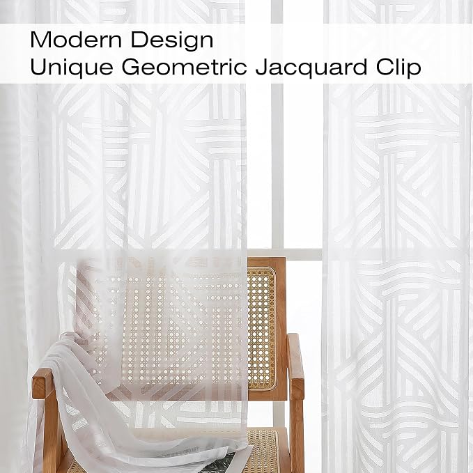 Simplebrand Semi Sheer White Curtains 96 Inches Long 2 Panels, Light Filtering - Image 4