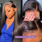 Lemoda Straight SKINLIKE Real HD 13x4 Full Lace Frontal Wigs 210% Density 15A Brazilian Straight Virgin Human Hair Lace Front Wig 22inch Invisible 0.1mm Ultra-thin Frayed Ends Tiny Knots