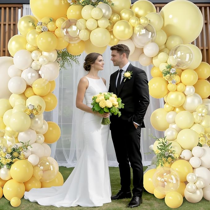 Amandir 173 Pcs Pearl Yellow Balloon Arch Kit | Double Stuffed Pastel Light - Image 5